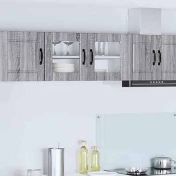 vidaXL Стенен стъклен шкаф PORTO Сив Сонома 80 x 31 x 40 см (885301)