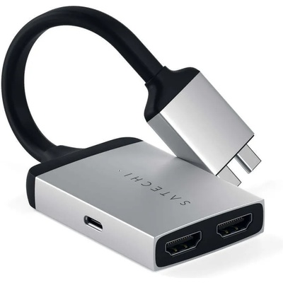 Satechi Адаптер с поддръжка на 4K за свързване от USB-C към HDMI за MacBook - Satechi USB-C to Dual HDMI 4K Adapter (сребрист) (ST-TCDHAS)