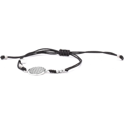 Beneto Exclusive Stylový černý šňůrkový náramek Mandala AGB560