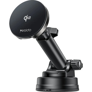 YESIDO Стойка за автомобил MagSafe - Yesido DS30 - табло/стъкло/въздуховод, Type-C, 15W, Qi2.0 - Черна