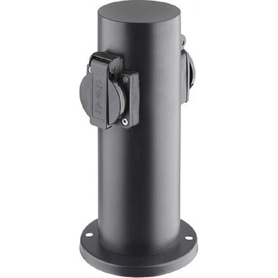 SOLIGHT Zahradní sloupek černý, 2 zásuvky, IP44, 7,5 x 7,5 x 23 cm – Hledejceny.cz