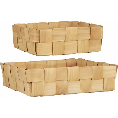 IB LAURSEN Drevený košík Square Braided Chip Wood – set 2 ks