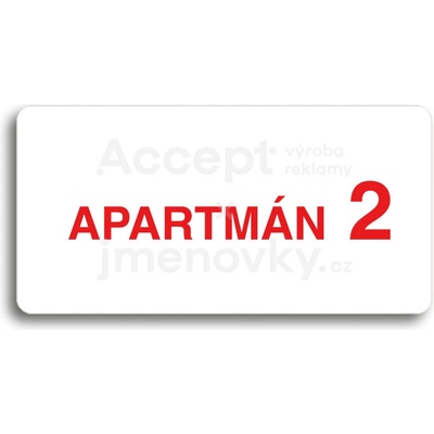 ACCEPT Piktogram APARTMÁN 2 II - bílá tabulka - barevný tisk bez rámečku