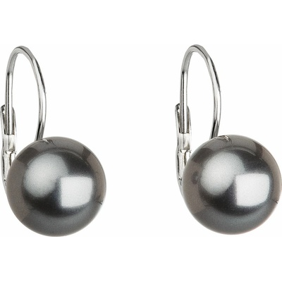 PAVONA Strieborné náušnice visiace s perlou Swarovski sivé okrúhle 31143.3 grey