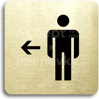 ACCEPT Piktogram WC muži vlevo - zlatá tabulka - černý tisk bez rámečku
