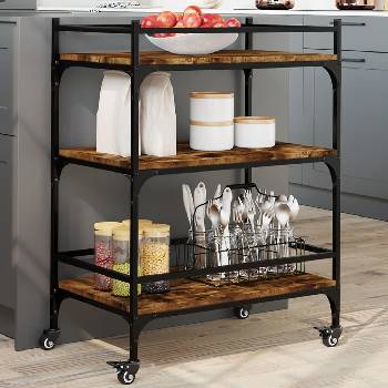 Image 1 of vidaXL Кухненска количка, опушен дъб, 65x40x86, 5 см, инженерно дърво (842398)