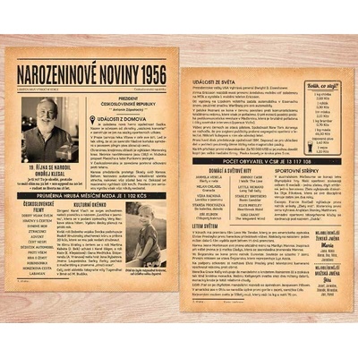 Narozeninové noviny 1956 – jednostranné až čtyřstranné