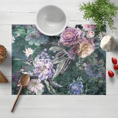 Biante prostírání BM-010 Velké fialové květy na tmavě zeleném 30x40cm