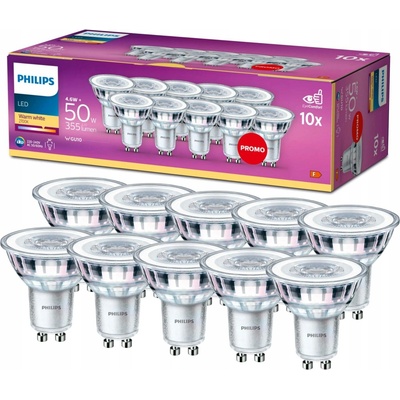 Philips žárovka LED 4,6 W, GU10, teplá bílá, 10 ks
