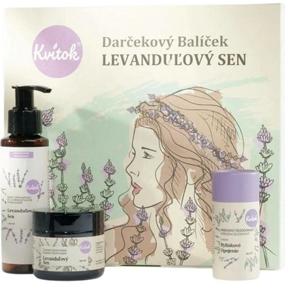 Kvitok dárkový kosmetický balíček Levandulový sen tělový krém 60 ml + sprchový gel 100 ml + deodorant 42 ml