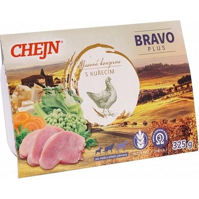 Chejn Bravo Plus Adult Dog kuřecí a zelenina 12 x 325 g