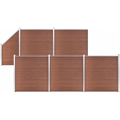 Oplocení WPC, 5 čtvercových panelů, 1 šikmý 965x186cm, hnědá
