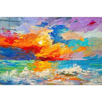 Wallity Картина върху стъкло 100x70 cm Abstract Sunset - Wallity (403MGN1718)