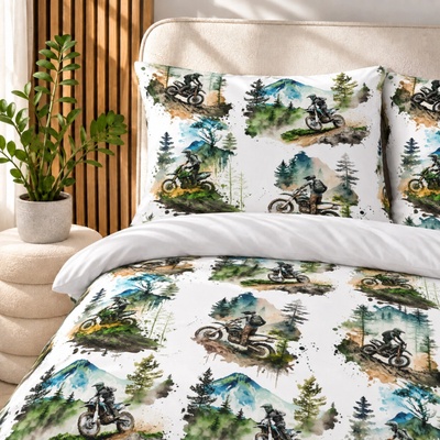 Takoy Bavlněné povlečení na přikrývku premium satén 140x200 motocross-HT-01084 | 140 x 200 cm