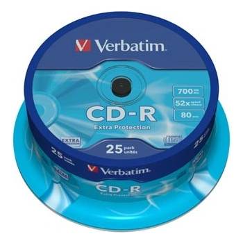 Verbatim 43432 CD-R Extra Protection, 25-пакет Cake box, 700MB, 52x, 80 мин. , 12 см, без опция за печат (43432)
