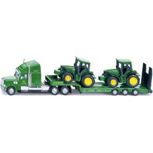 SIKU Farmer - Теглич с нискорамна платформа и трактори John Deere, мащаб 1: 87 (1837)