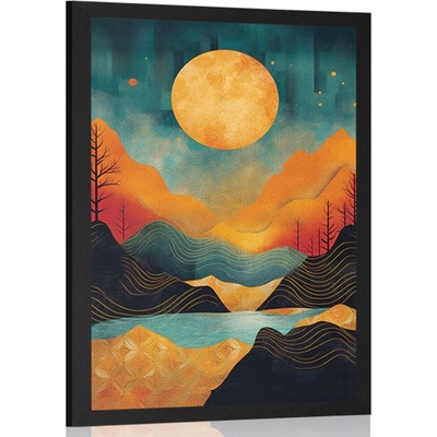 Plakát abstraktní západ slunce s nádechem luxusu - 30x45 black