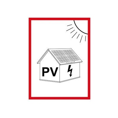 Označení FVE na budově - PV symbol - bezpečnostní tabulka, plast 2 mm 45 x 60 mm