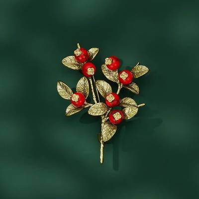 Éternelle Brož s motivem větvičky s červenými plody B8160-XC06148T044 červená