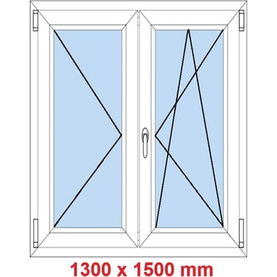Soft Dvoukřídlé plastové okno 1300 x 1500 mm O+OS Bílá
