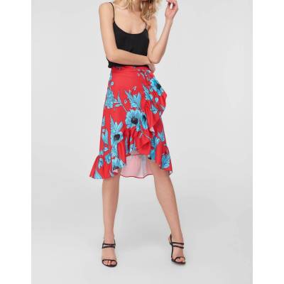 Trendyol Women's Skirt Wrap Ruffle modrá svetlomodrá červená