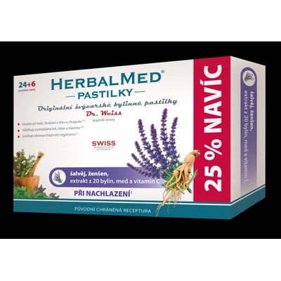 HerbalMed Dr.Weiss Šalvěj-ženšen 24+6 pastilek