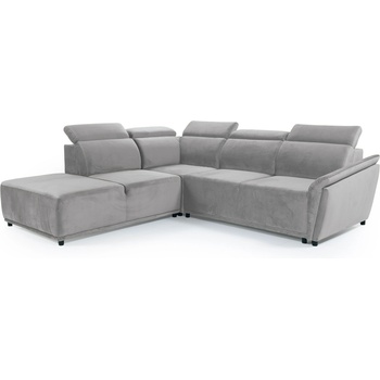 TEDIVA Ляв ъглов диван riko с механизъм за сън и регулируеми подглавници - Сребърно сиво (mmceldllm-tiff16)