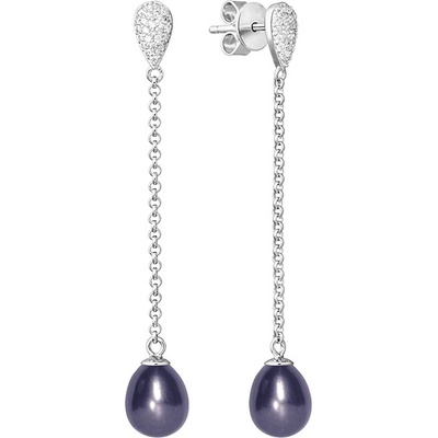 Eppi Visiace náušnice zo striebra s čiernymi perlami Abby E42655