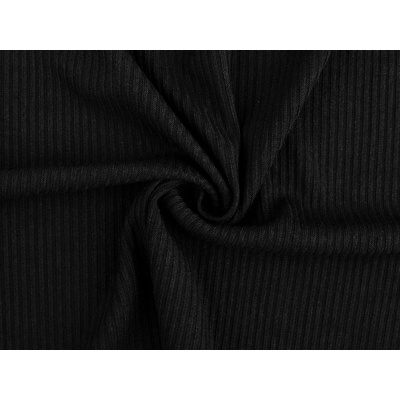Žebrovaná šatová pletenina / svetrovina, střední, 6 (347 g/m²) černá