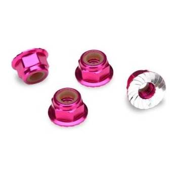 Traxxas гайка M4 самозаключваща се с яка розова (4)