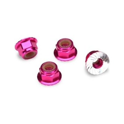 Traxxas гайка M4 самозаключваща се с яка розова (4)