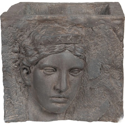 Clayre & Eef Šedý květináč s bustou v antickém stylu Géraud 38x43x34 cm