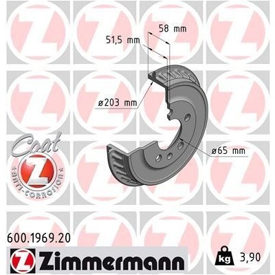 Brzdový bubon ZIMMERMANN 600.1969.20