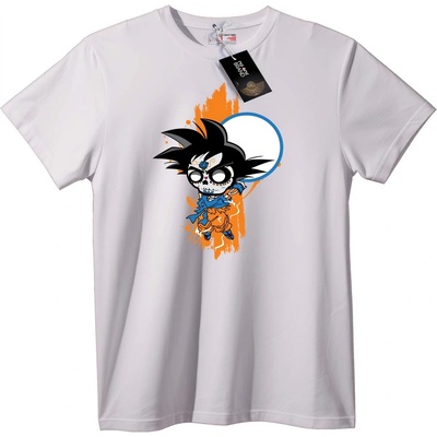NOONEBRAND Тениска Anime Goku с череп - S, White