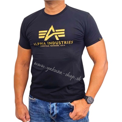 Alpha Industries Basic T Carbon tričko pánske black/gold čierná/zlatá