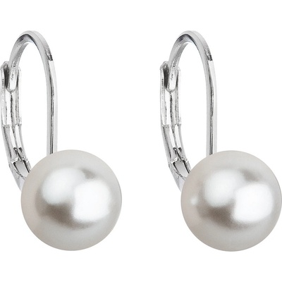 Evolution Group náušnice bižutéria so Swarovski perlou biele okrúhle 71068.1