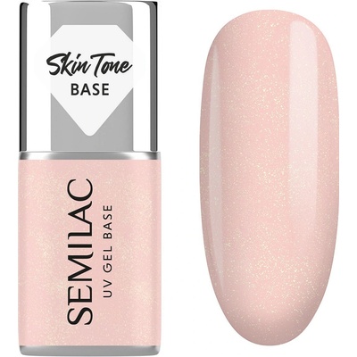 Semilac Base coat Skin Tone Cover Base Glitter Peach 7ml