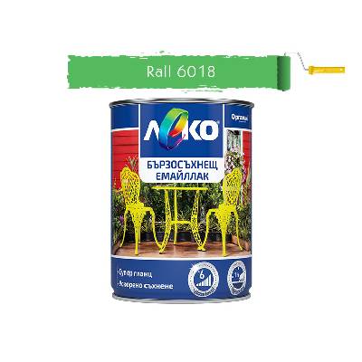 ЕМАЙЛЛАК БЪРЗОСЪХНЕЩ ЛЕКО СУПЕР ГЛАНЦ ral 6018 0.650л ЖЪЛТО-ЗЕЛЕН (11-103213)