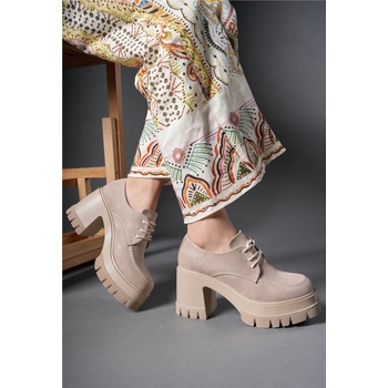 Riccon Дамски велурени лоуфъри на платформа 0012507 - Бежови #404819 (404819_Бежов)