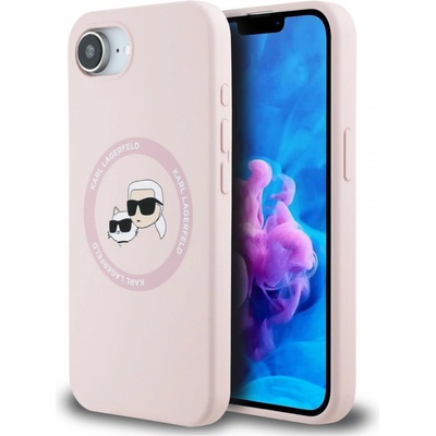 Karl Lagerfeld Liquid Silicone K&CH Heads MagSafe pre iPhone 16e Pink