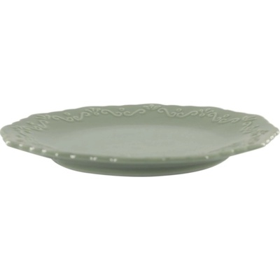 Chic Antique Zelený porcelánový dezertný tanier s čipkou Provence lace verte 19 cm