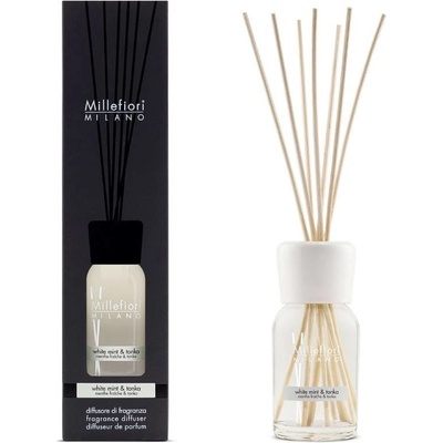 Millefiori Natural vonná stébla White Mint & Tonka Bílá máta a tonkové boby 100 ml