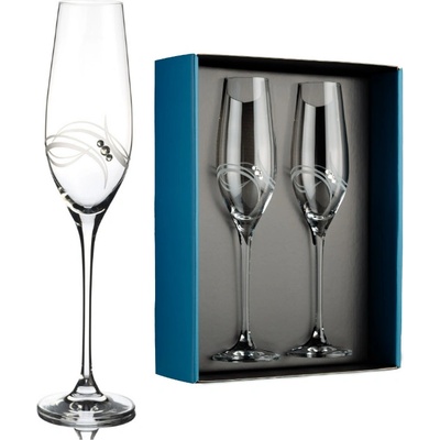Swarovski Element poháre na šampanské Apollo s kryštálmi 2 x 210 ml