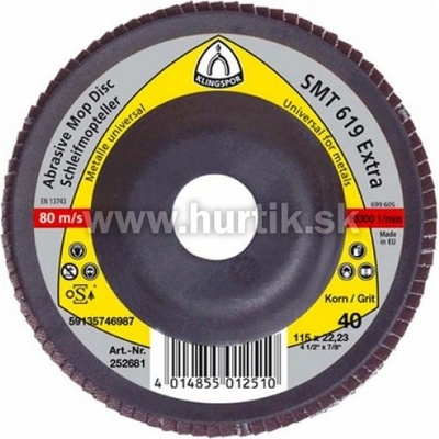 KLINGSPOR Tanier lamelový 125x22,2 Z 40 SMT325 - vydutý