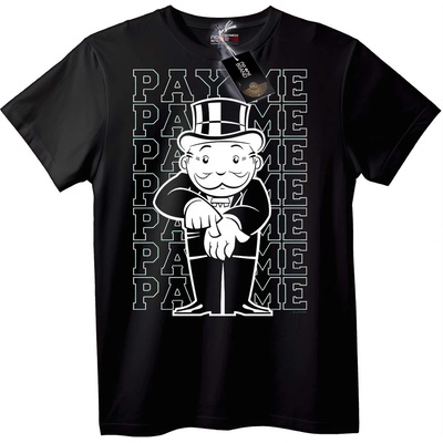 NOONEBRAND Тениска 'Плати ми, Монополи Човекът' - 7XL, Black