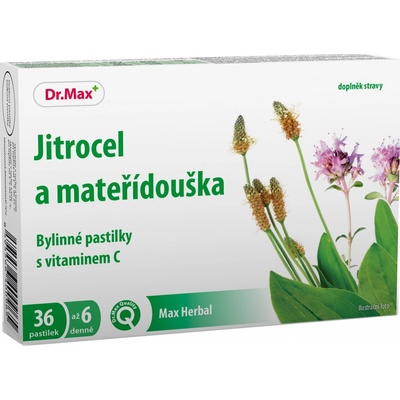 Dr. Max Herbal bylinné pastilky Jitrocel a mateřídouška 36 pastilek