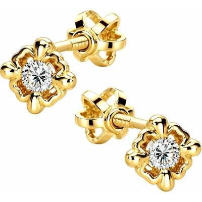 Zlaton Náušnice žluté zlato pecky 0.5cm 1.3g s diamanty 0.216ct N07072603500