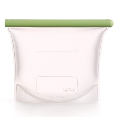 Lekue Торбичка за съхранение и замразяване на течности и храни Lekue 1010209, 1 л, Силикон, Без разливане, Поле за надписване, Многофункционална, -60/+220°C, Зелен (1010209)