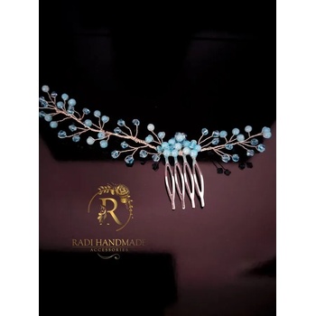 Image 1 of Официално гребенче за коса със ветло сини кристали