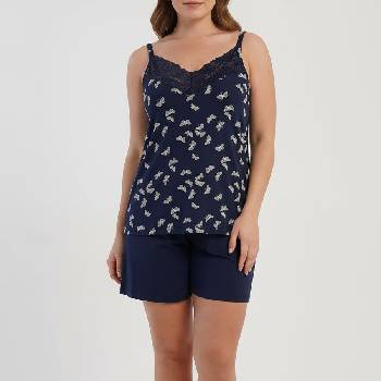 Image 1 of Дамска лятна макси пижама в тъмносиньо с пеперуди